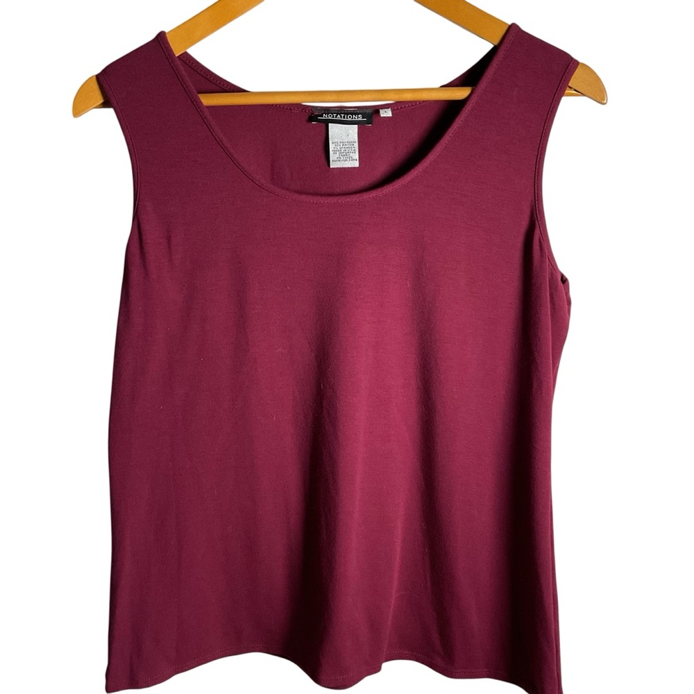 Notations Berry Red Sleeveless Tank Top Classic Layering Basic Capsule